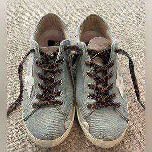 Golden Goose Superstar - faded denim/leopard laces- size 39